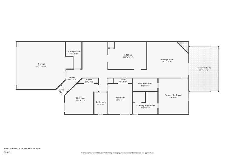 2,055/Mo, 11182 Mikris Dr S Jacksonville, FL 32225 Floor Plan View