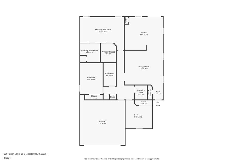 1,900/Mo, 2261 Brian Lakes Dr E Jacksonville, FL 32221 Floor Plan View