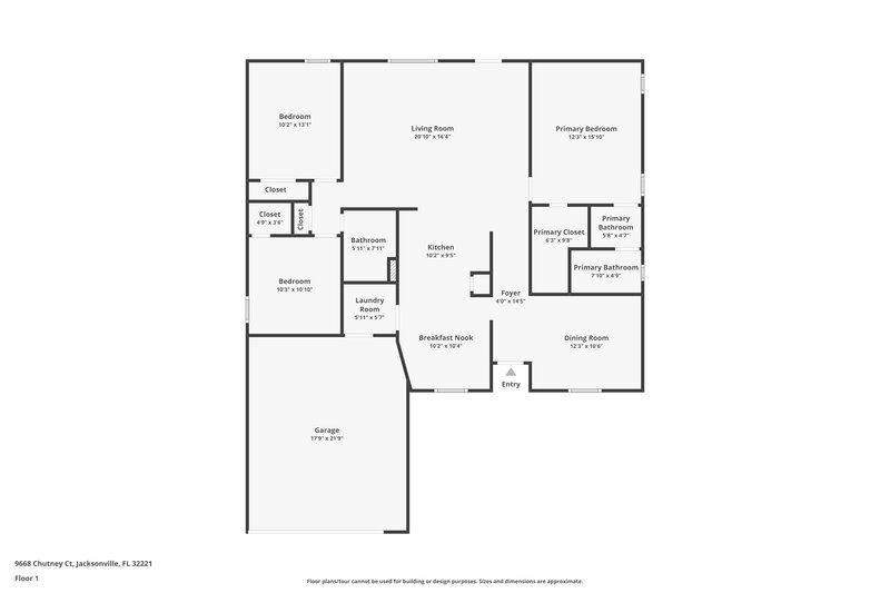 1,585/Mo, 9668 Chutney Ct Jacksonville, FL 32221 Floor Plan View