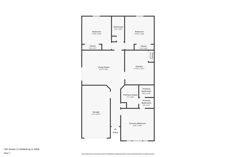 1,540/Mo, 1841 Quebec Ct Middleburg, FL 32068 Floor Plan View
