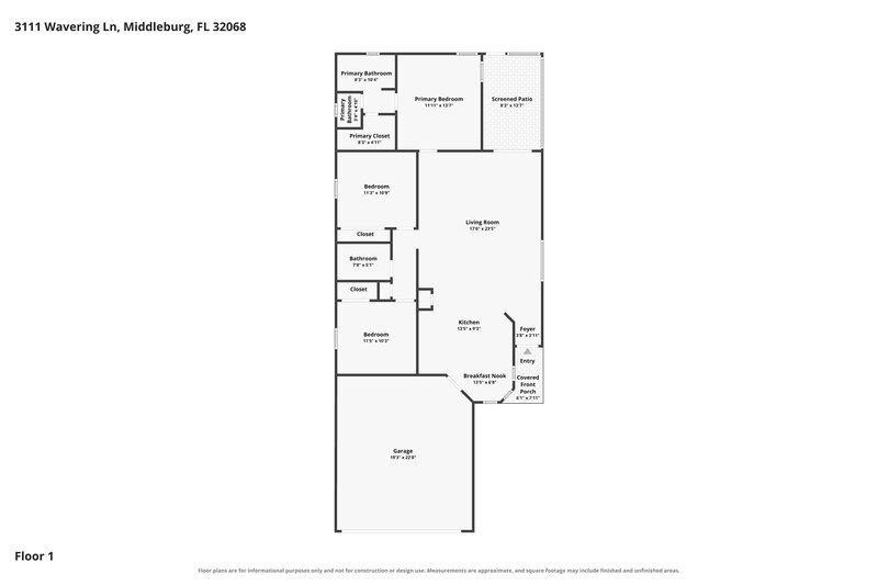 1,750/Mo, 3111 Wavering Ln Middleburg, FL 32068 Floor Plan View