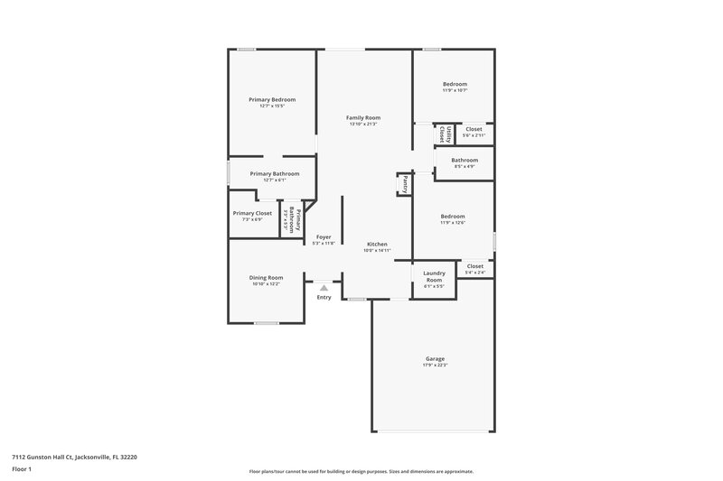 1,740/Mo, 7112 Gunston Hall Ct Jacksonville, FL 32220 Floor Plan View