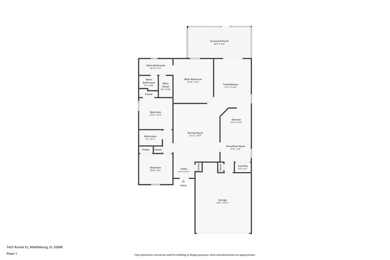 2,760/Mo, 1421 Runes Ct Middleburg, FL 32068 Floor Plan View