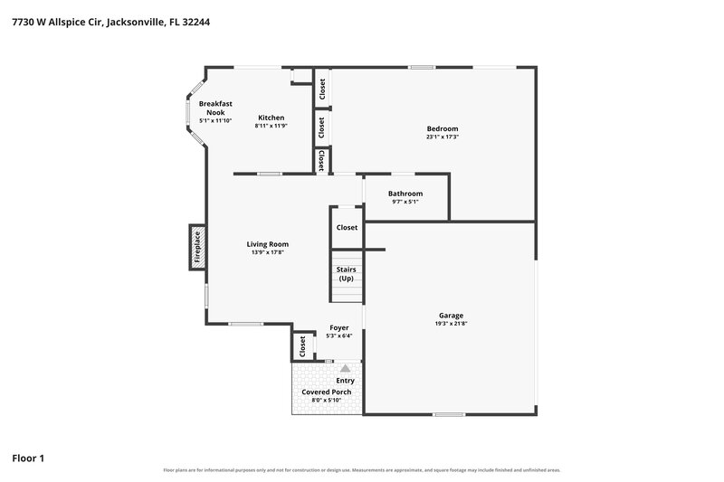 1,975/Mo, 7730 Allspice Cir W Jacksonville, FL 32244 Floor Plan View