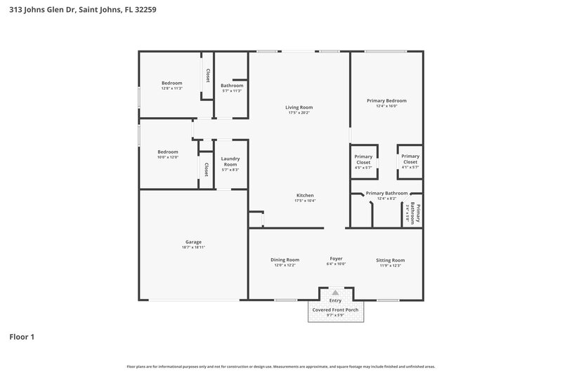 2,460/Mo, 313 Johns Glen Dr Saint Johns, FL 32259 Floor Plan View