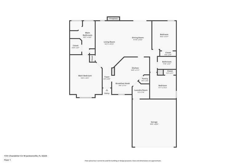2,055/Mo, 1731 Chandelier Cir W Jacksonville, FL 32225 Floorplan View