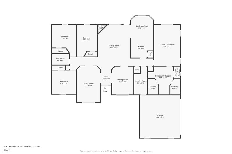2,330/Mo, 5375 Marsala Ln Jacksonville, FL 32244 Floor Plan View