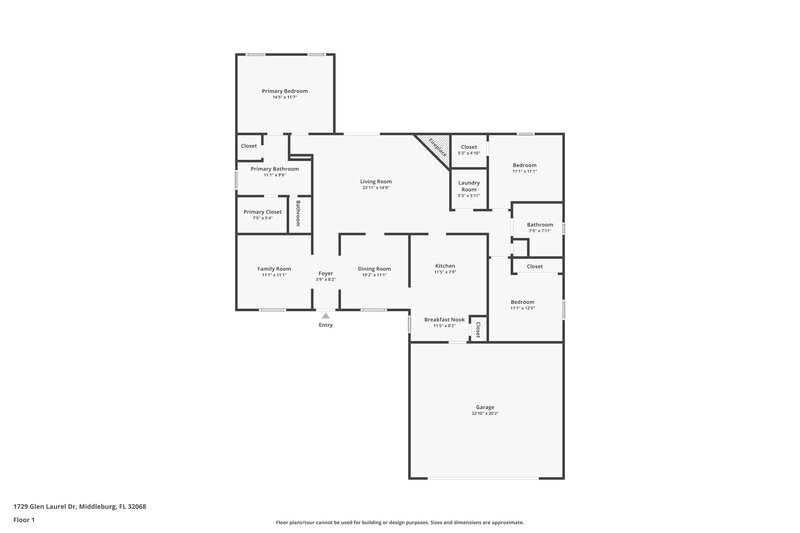 1,750/Mo, 1729 Glen Laurel Dr Middleburg, FL 32068 Floorplan View