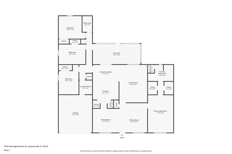 2,145/Mo, 7245 Nottinghamshire Dr Jacksonville, FL 32219 Floorplan View