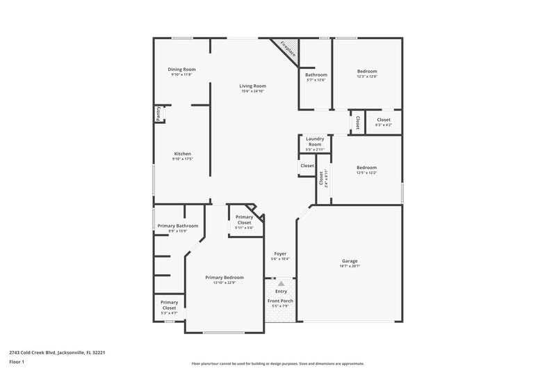 1,730/Mo, 2743 Cold Creek Blvd Jacksonville, FL 32221 Floor Plan View