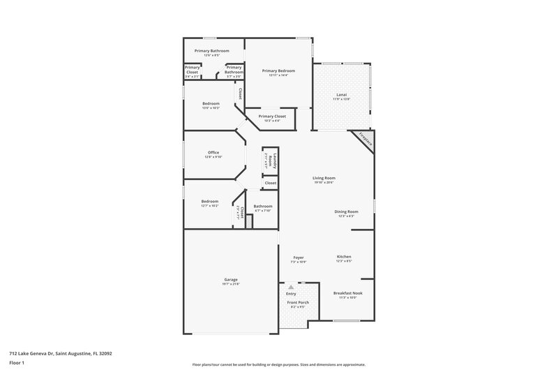 2,185/Mo, 712 Lake Geneva Dr Saint Augustine, FL 32092 Floor Plan View