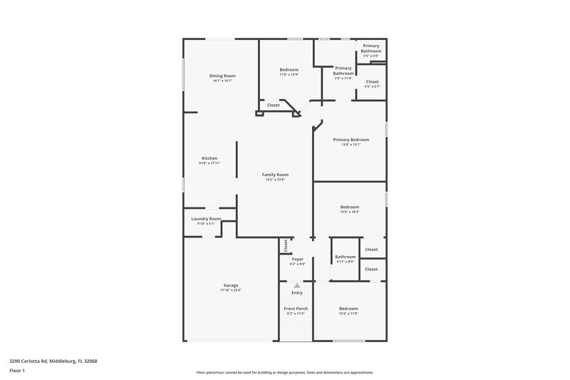 2,015/Mo, 3290 Carlotta Rd Middleburg, FL 32068 Floor Plan View