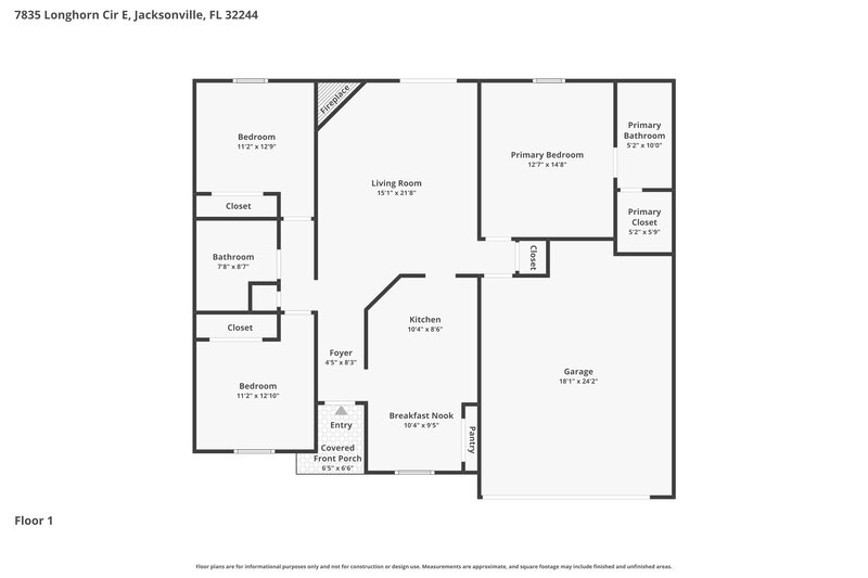 1,915/Mo, 7835 Longhorn Cir E Jacksonville, FL 32244 Floor Plan View