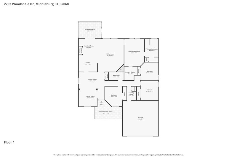 2,320/Mo, 2732 Woodsdale Dr Middleburg, FL 32068 Floor Plan View