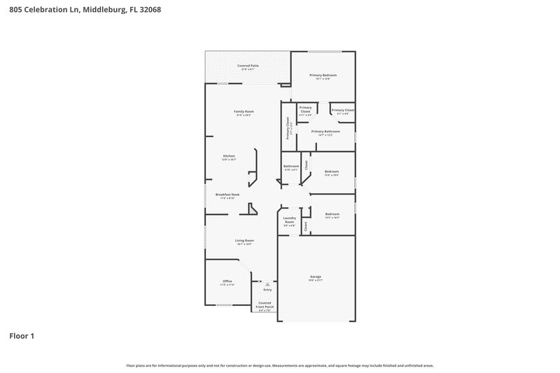 2,075/Mo, 805 Celebration Ln Middleburg, FL 32068 Floor Plan View