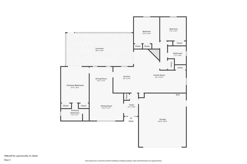 1,765/Mo, 7908 Jeff Dr Jacksonville, FL 32244 Floor Plan View