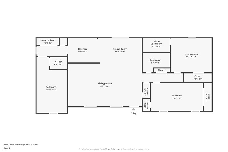 1,700/Mo, 2819 Kiowa Ave Orange Park, FL 32065 Floorplan View