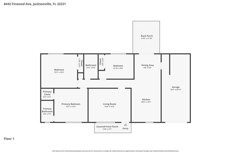 1,590/Mo, 8442 Finwood Ave Jacksonville, FL 32221 Floorplan View