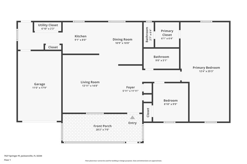 1,630/Mo, 7527 Springer Pl Jacksonville, FL 32244 Floor Plan View