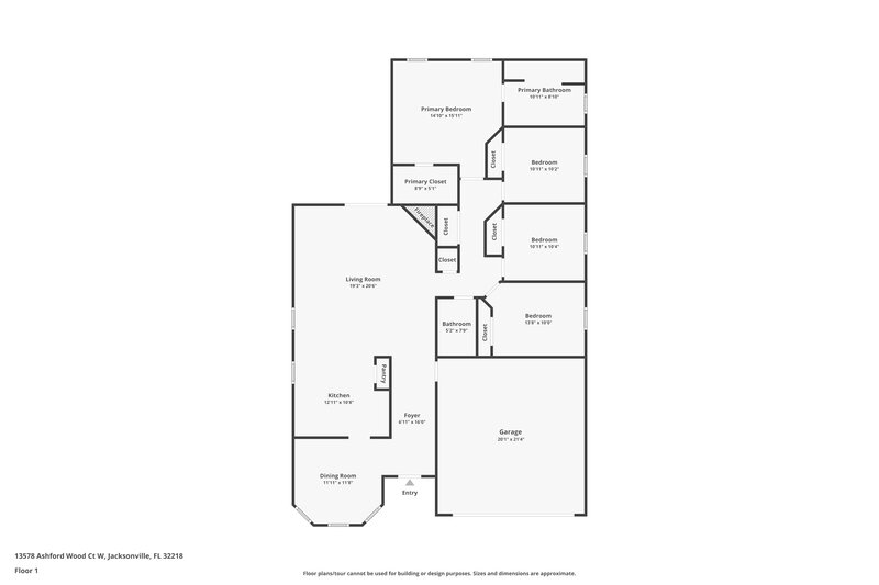 1,805/Mo, 13578 Ashford Wood Ct W Jacksonville, FL 32218 Floor Plan View