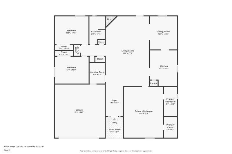 2,130/Mo, 10914 Horse Track Dr Jacksonville, FL 32257 Floor Plan View