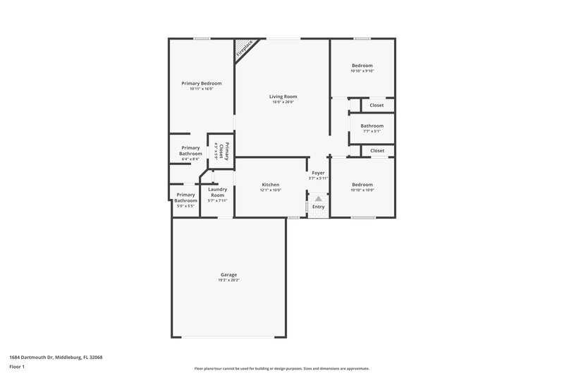 1,730/Mo, 1684 Dartmouth Dr Middleburg, FL 32068 Floor Plan View