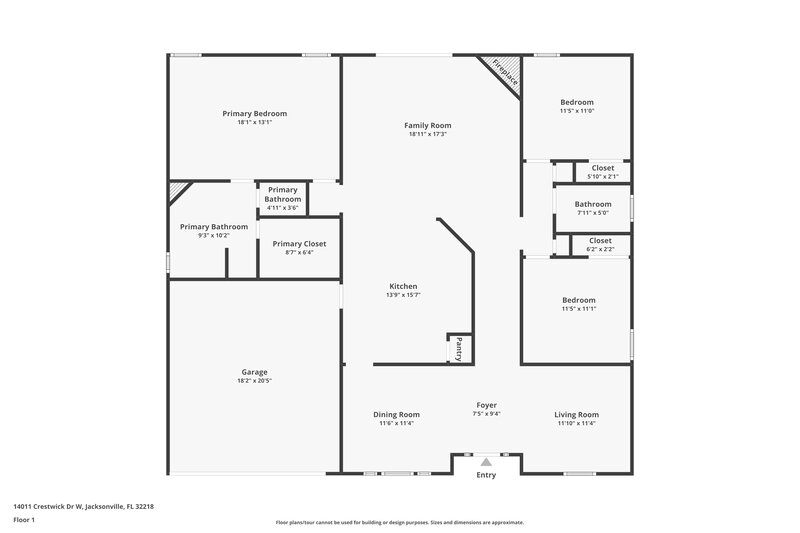 2,025/Mo, 14011 Crestwick Dr W Jacksonville, FL 32218 Floor Plan View