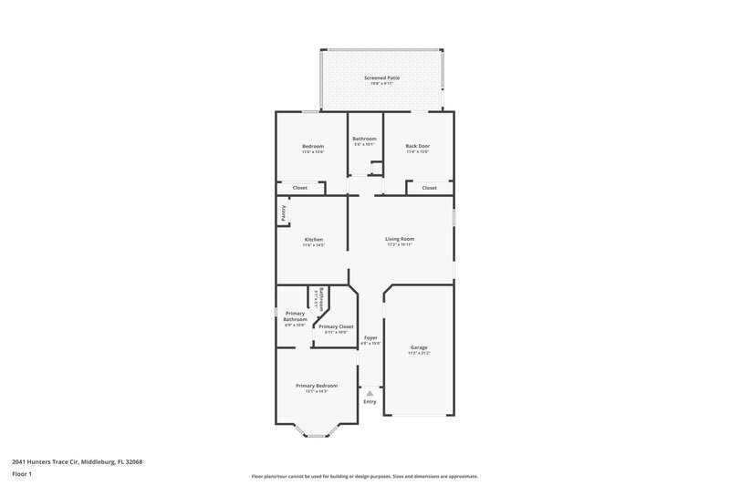 1,825/Mo, 2041 Hunters Trace Cir Middleburg, FL 32068 Floor Plan View