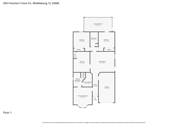 1,825/Mo, 2041 Hunters Trace Cir Middleburg, FL 32068 Floorplan View