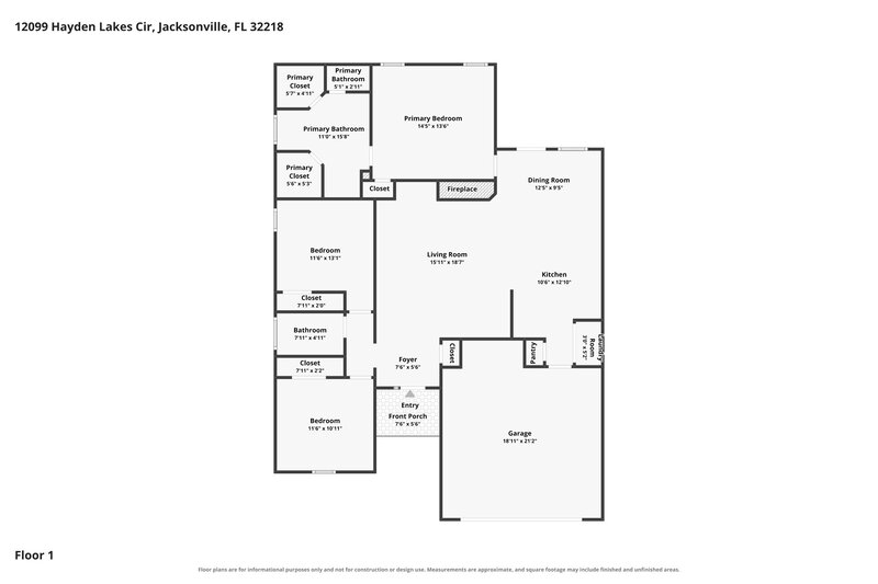 1,840/Mo, 12099 Hayden Lakes Cir Jacksonville, FL 32218 Floor Plan View