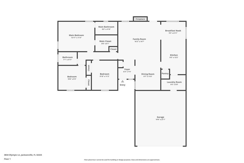 1,865/Mo, 3834 Olympic Ln Jacksonville, FL 32223 Floor Plan View