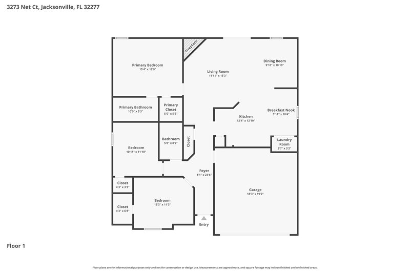 2,050/Mo, 3273 Net Ct Jacksonville, FL 32277 Floor Plan View