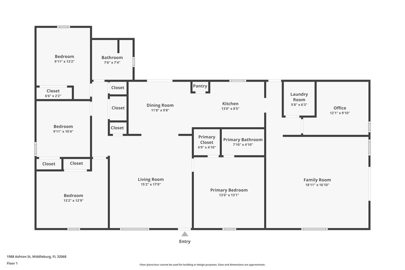 1,955/Mo, 1988 Ashton Street Middleburg, FL 32068 Floor Plan View