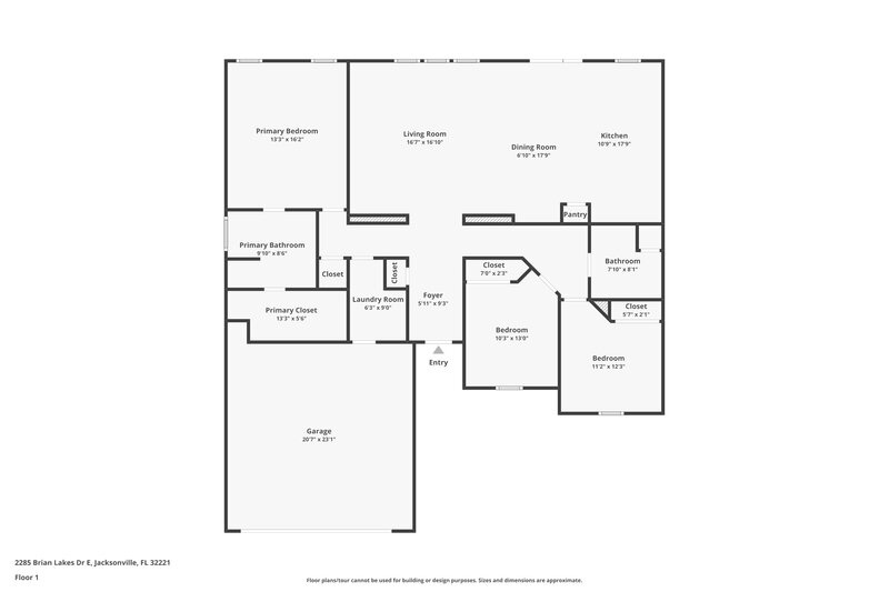 2,020/Mo, 2285 Brian Lakes Dr E Jacksonville, FL 32221 Floorplan View