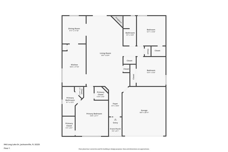 2,430/Mo, 946 Long Lake Dr Jacksonville, FL 32225 Floor Plan View