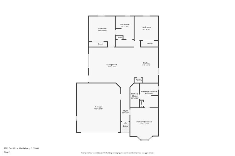 1,790/Mo, 2011 Cardiff Ln Middleburg, FL 32068 Floor Plan View