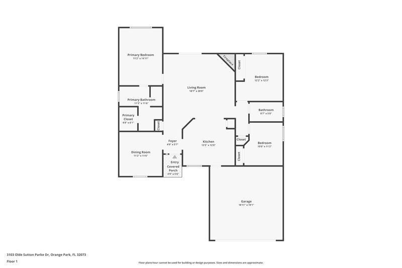 1,850/Mo, 3103 Olde Sutton Parke Dr Orange Park, FL 32073 Floor Plan View