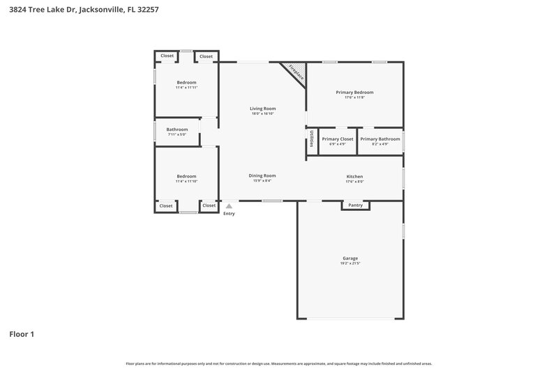 2,135/Mo, 3824 Tree Lake Dr Jacksonville, FL 32257 Floor Plan View