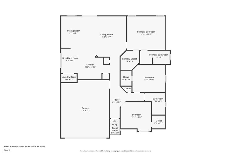 1,820/Mo, 12746 Brown Jersey Ct Jacksonville, FL 32226 Floor Plan View