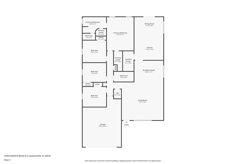 2,085/Mo, 13434 Ashford Wood Ct E Jacksonville, FL 32218 Floor Plan View