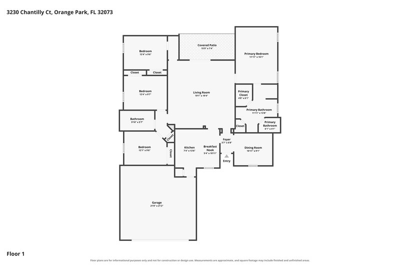 1,990/Mo, 3230 Chantilly Ct Orange Park, FL 32073 Floor Plan View