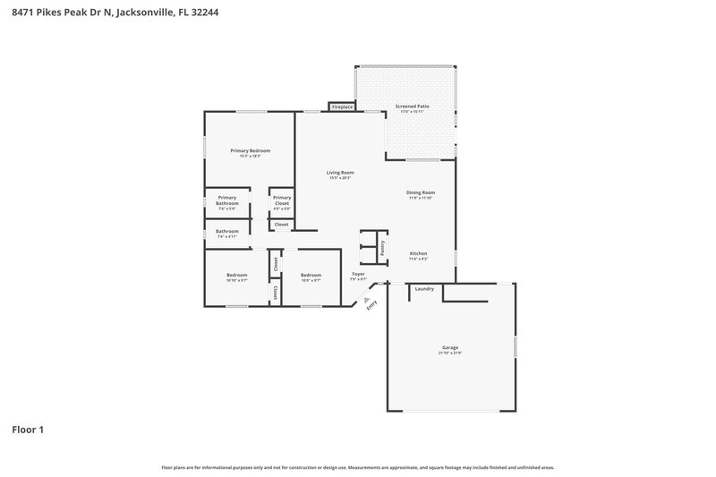1,820/Mo, 8471 Pikes Peak Dr N. Jacksonville, FL 32244 Floor Plan View