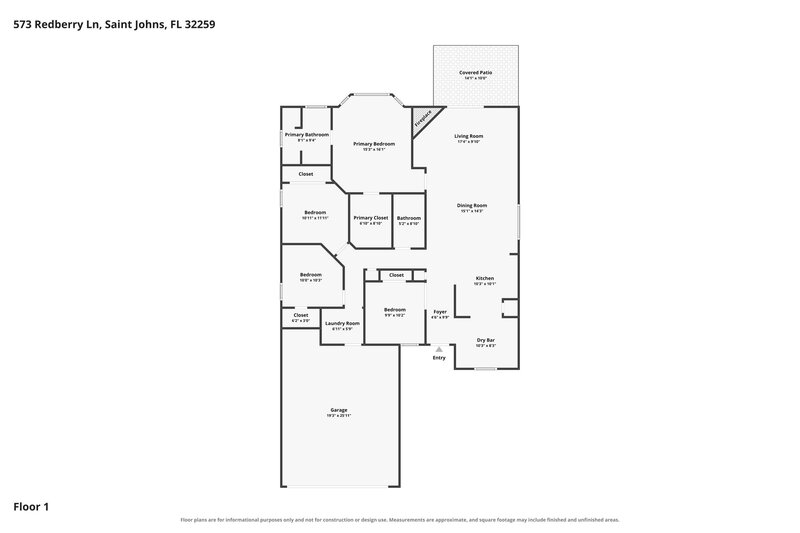 2,385/Mo, 573 Redberry Ln Saint Johns, FL 32259 Floor Plan View