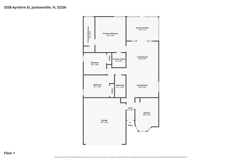 1,805/Mo, 3338 Ayrshire St Jacksonville, FL 32226 Floor Plan View