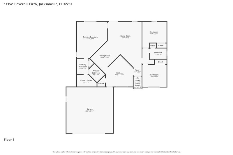 2,000/Mo, 11152 W Cloverhill Cir Jacksonville, FL 32257 Floor Plan View