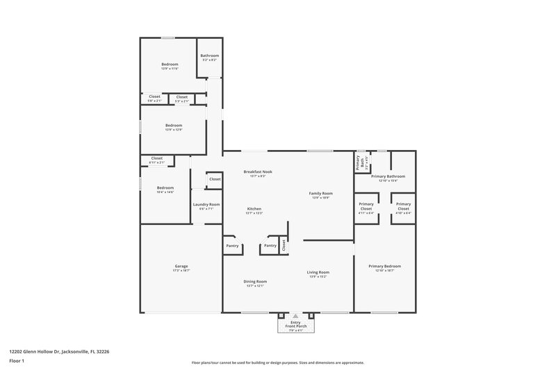 1,920/Mo, 12202 Glen Hollow Dr Jacksonville, FL 32226 Floor Plan View