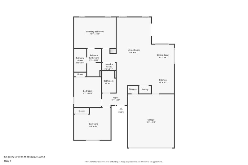 1,735/Mo, 635 Sunny Stroll Dr Middleburg, FL 32068 Floor Plan View