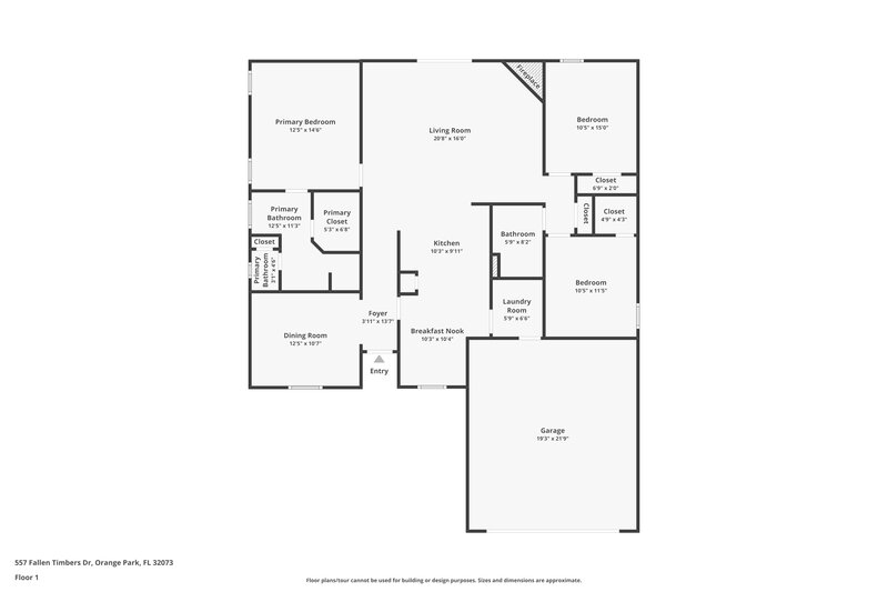 1,815/Mo, 557 Fallen Timbers Dr Orange Park, FL 32073 Floor Plan View