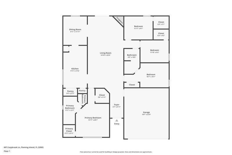 1,965/Mo, 607 Cozybrook Ln Fleming Island, FL 32003 Floor Plan View