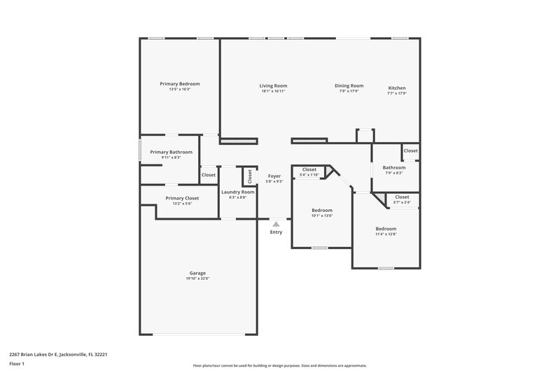 1,815/Mo, 2267 Brian Lakes Dr E Jacksonville, FL 32221 Floor Plan View